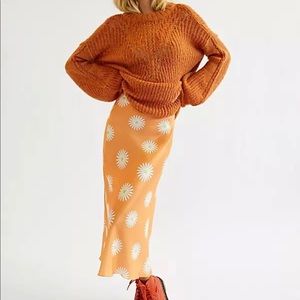 Free people satin midi skirt